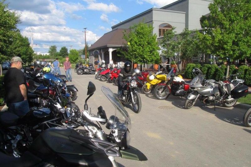 motorcycles lined up on street during Euro Bike Night Grandview